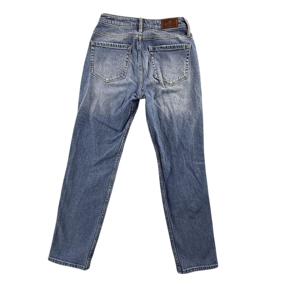 Hollister High Rise Slim Straight Jeans Women 0R Distressed Rose Embroidered Y2K - Picture 2 of 16